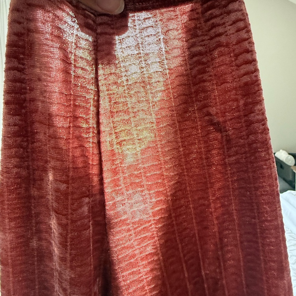 Topshop Rust Velvet Textured Flare Pants - Picture 5 of 5